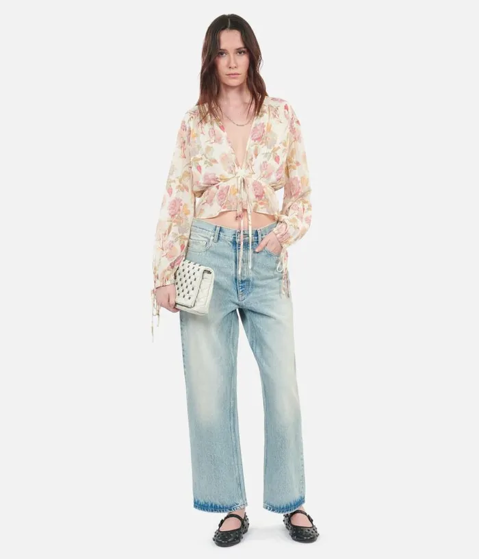 Women Printed Silk Top With Ruffles THE KOOPLES Blouses and Shirts