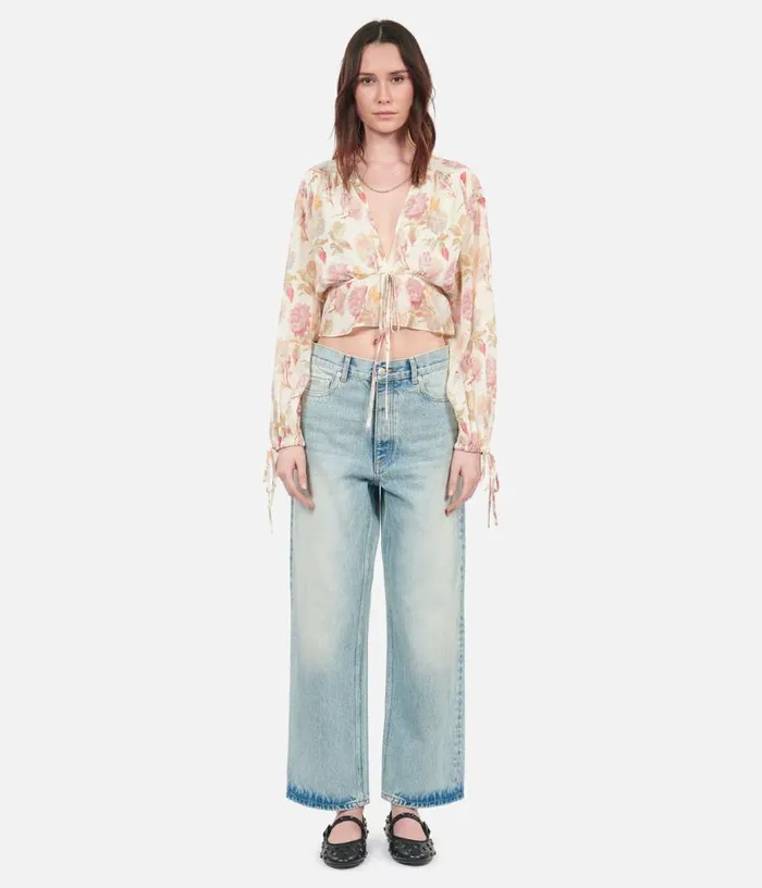 Women Printed Silk Top With Ruffles THE KOOPLES Blouses and Shirts