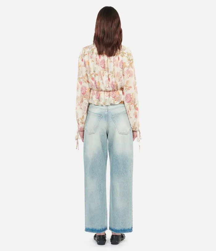 Women Printed Silk Top With Ruffles THE KOOPLES Blouses and Shirts