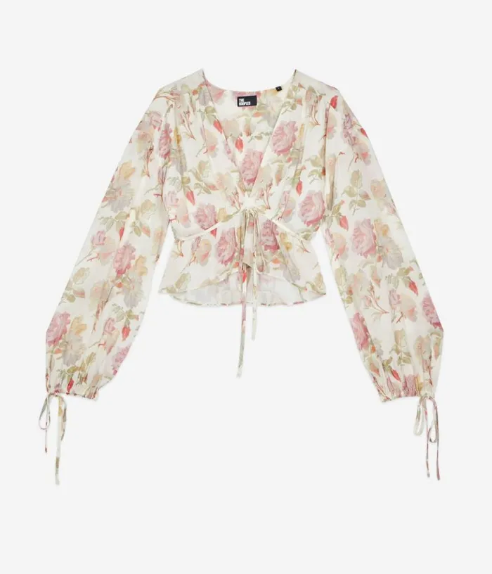 Women Printed Silk Top With Ruffles THE KOOPLES Blouses and Shirts