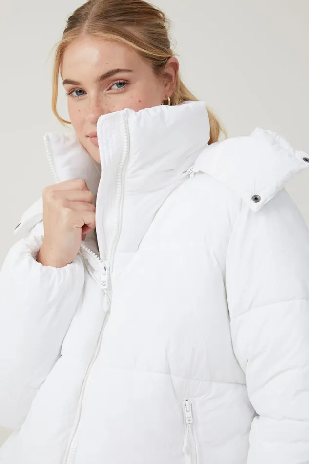 Women Puffers and Jackets Cotton On The Recycled Mother Puffer Jacket 30 Whitepolar Fleece