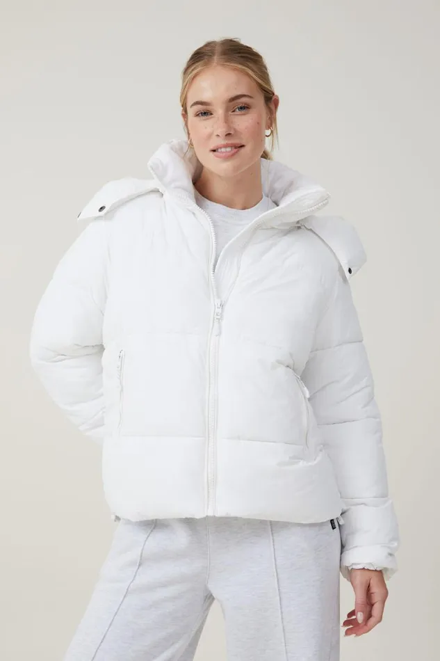 Women Puffers and Jackets Cotton On The Recycled Mother Puffer Jacket 30 Whitepolar Fleece