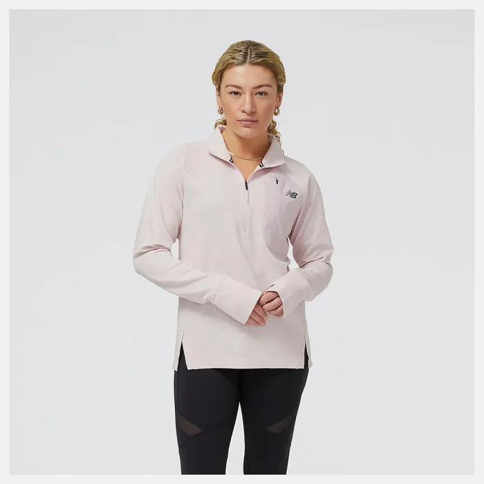 Women Q Speed Shift 12 Zip Stone Pink New Balance Hoodies and Sweatshirts