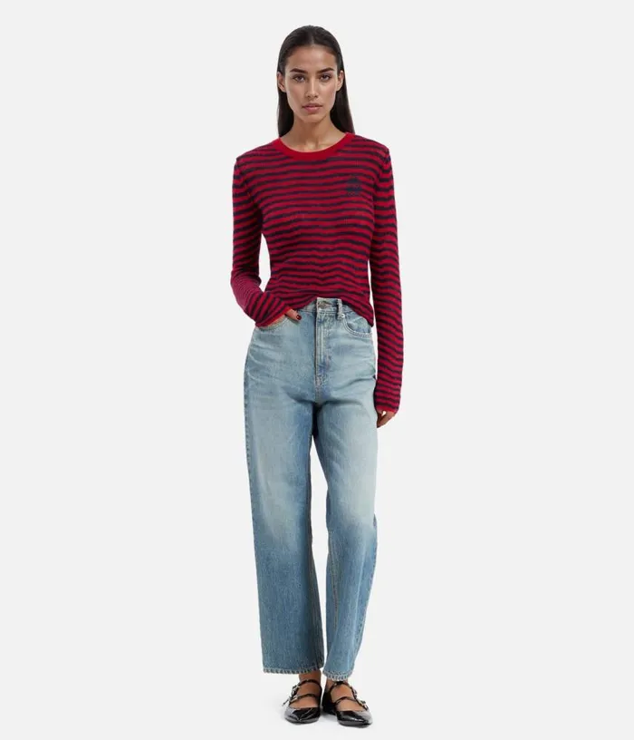 Women Red And Navy Striped Mohair Sweater THE KOOPLES Sweaters