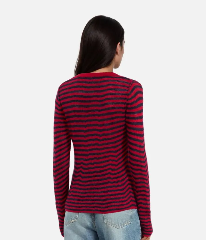 Women Red And Navy Striped Mohair Sweater THE KOOPLES Sweaters