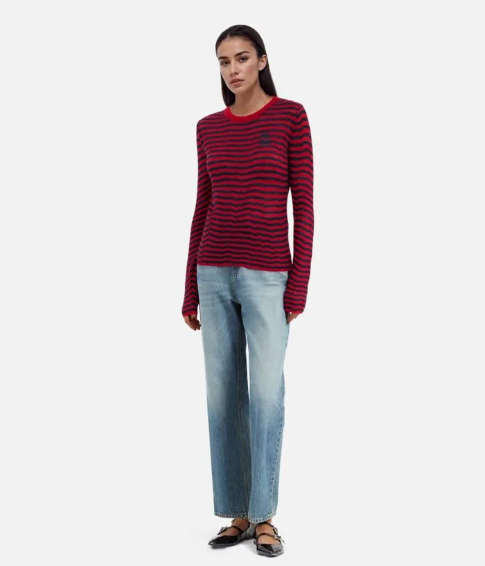 Women Red And Navy Striped Mohair Sweater THE KOOPLES Sweaters