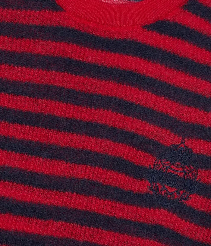 Women Red And Navy Striped Mohair Sweater THE KOOPLES Sweaters