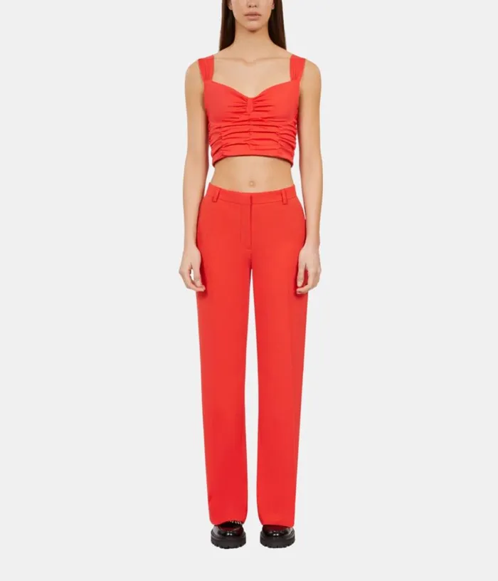 Women Red Crepe Suit Trousers THE KOOPLES Blazers and Suits