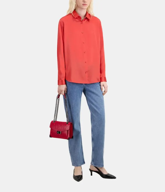 Women Red Satin Silk Shirt THE KOOPLES Blouses and Shirts