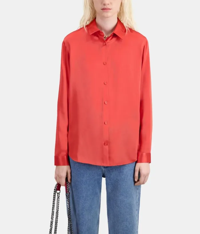 Women Red Satin Silk Shirt THE KOOPLES Blouses and Shirts