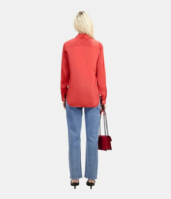 Women Red Satin Silk Shirt THE KOOPLES Blouses and Shirts
