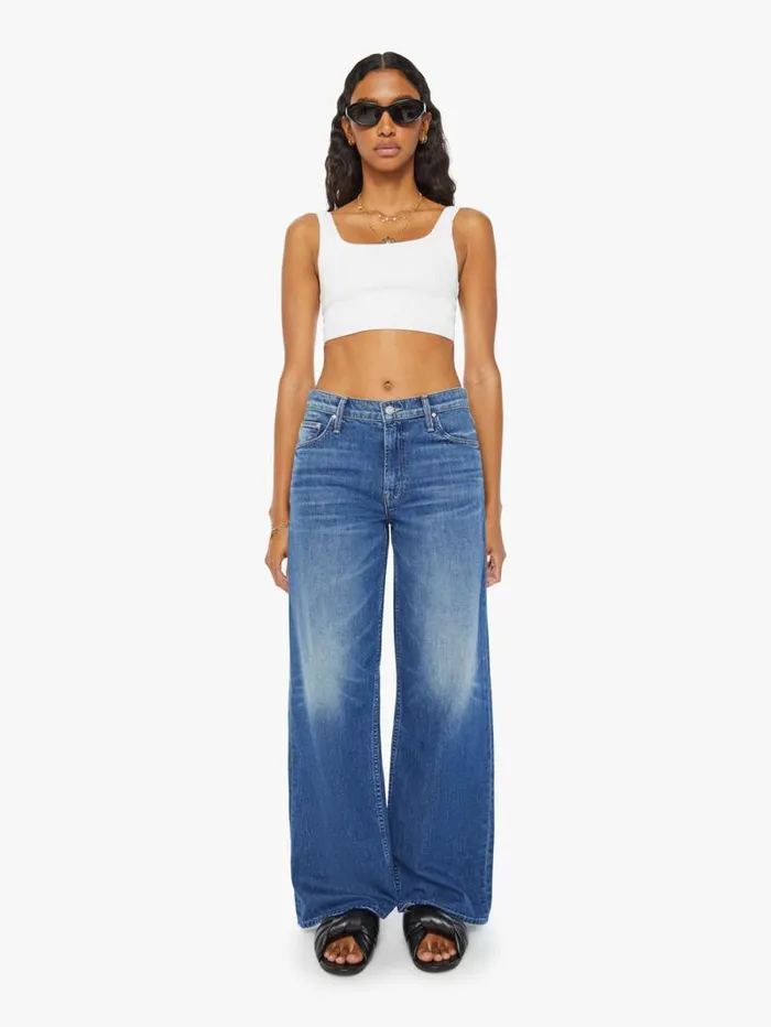 Women Relaxed Mother Denim The Spinner Zip Sneak Blue