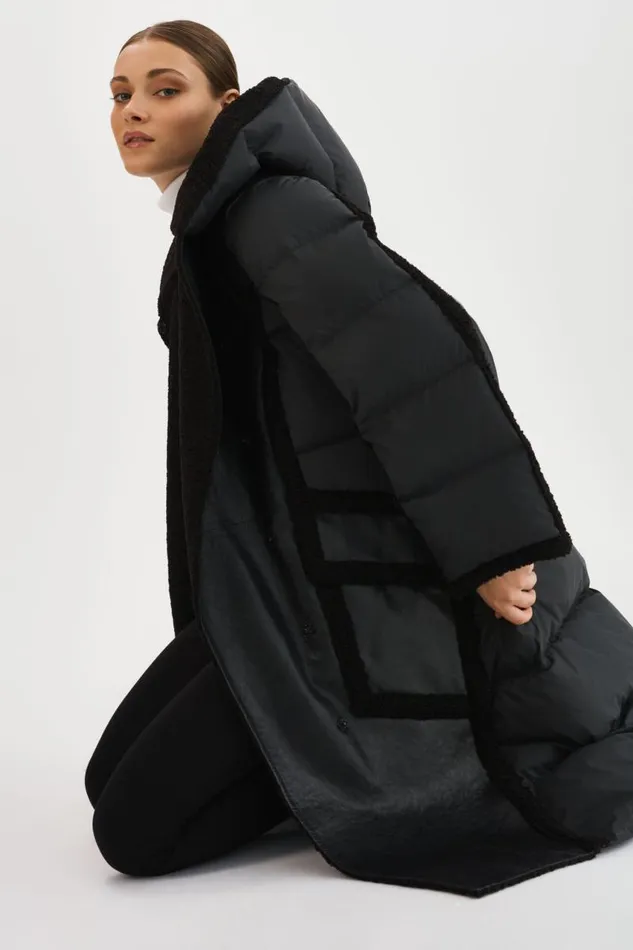 Women REXANA Mixed Media Puffer Coat Black Black LAMARQUE Sherpa Women REXANA Mixed Media Puffer Coat Black Black LAMARQUE Sherpa