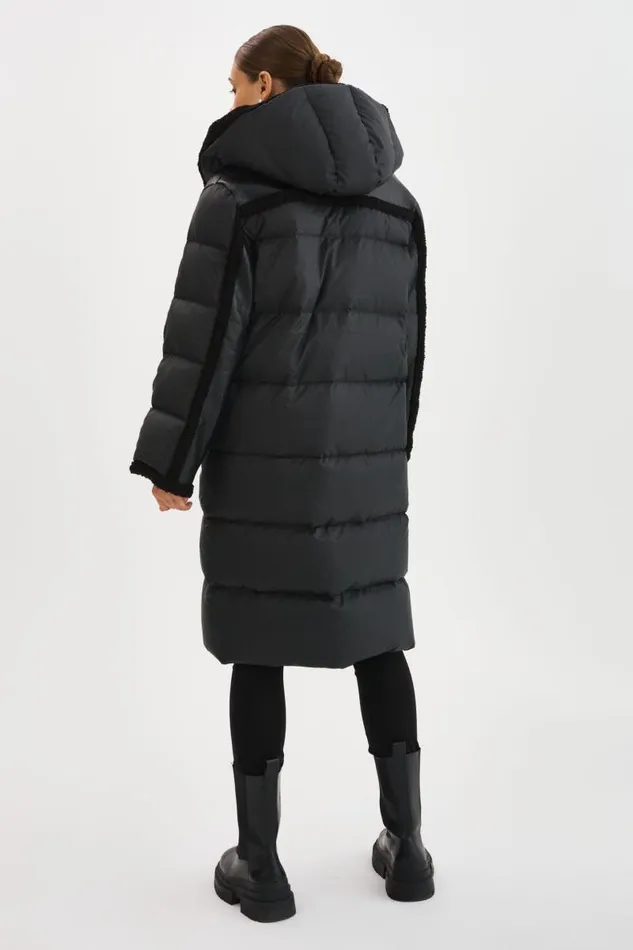 Women REXANA Mixed Media Puffer Coat Black Black LAMARQUE Sherpa Women REXANA Mixed Media Puffer Coat Black Black LAMARQUE Sherpa