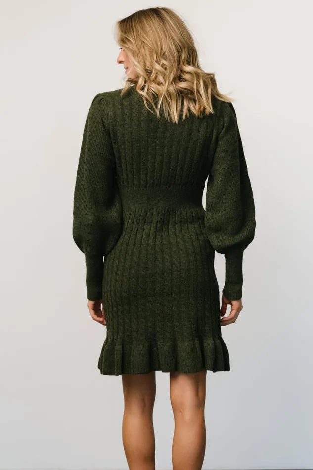 Women Rhonda Sweater Dress Deep Olive Baltic Born Short Dresses Women Rhonda Sweater Dress Deep Olive Baltic Born Short Dresses