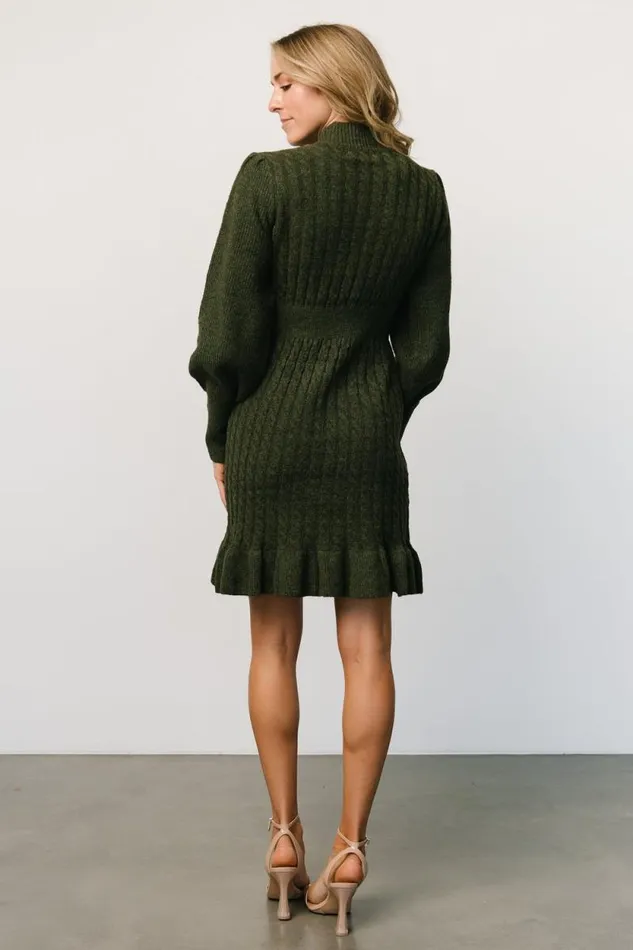 Women Rhonda Sweater Dress Deep Olive Baltic Born Short Dresses Women Rhonda Sweater Dress Deep Olive Baltic Born Short Dresses