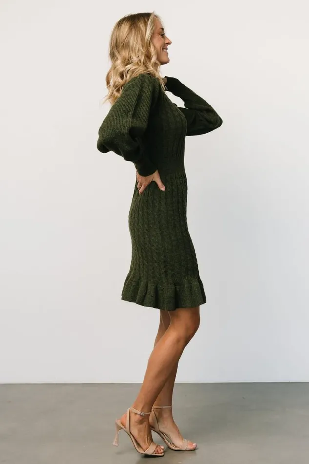 Women Rhonda Sweater Dress Deep Olive Baltic Born Short Dresses Women Rhonda Sweater Dress Deep Olive Baltic Born Short Dresses