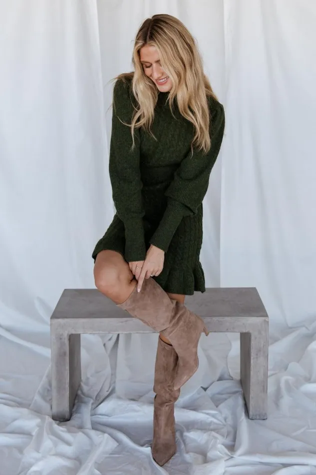 Women Rhonda Sweater Dress Deep Olive Baltic Born Short Dresses Women Rhonda Sweater Dress Deep Olive Baltic Born Short Dresses