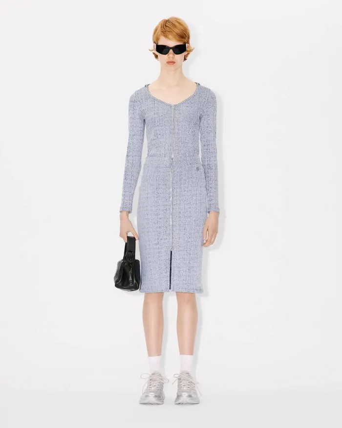 Women Rib Zipup Hoodie White Kenzo Shirts And Tops