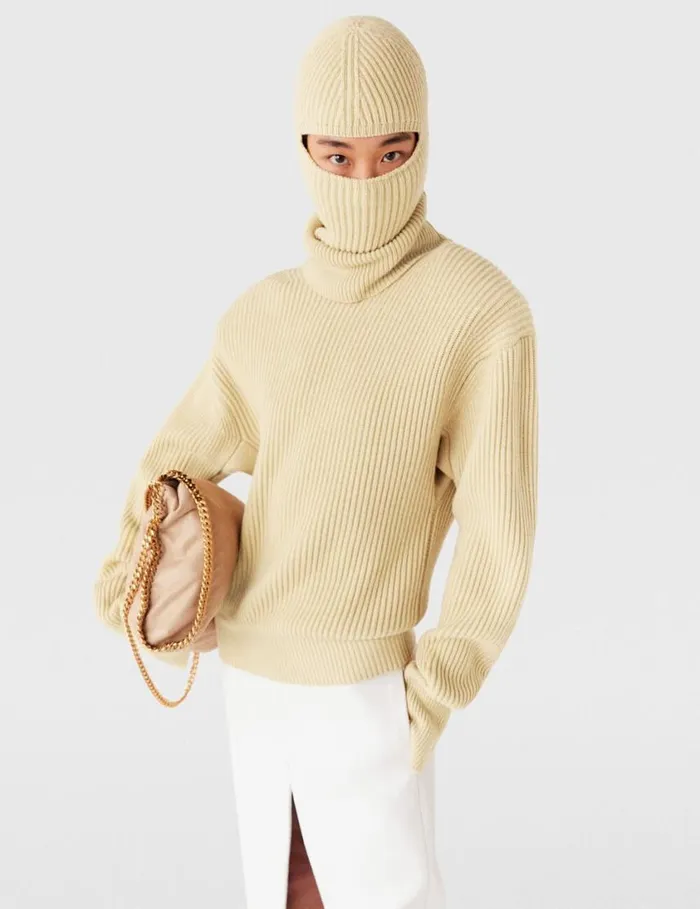 Women Ribbed Balaclava Lemon Yellow Stella McCartney Knitwear Women Ribbed Balaclava Lemon Yellow Stella McCartney Knitwear