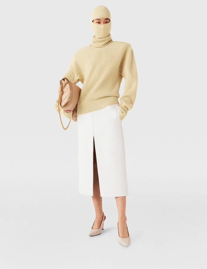 Women Ribbed Balaclava Lemon Yellow Stella McCartney Knitwear Women Ribbed Balaclava Lemon Yellow Stella McCartney Knitwear