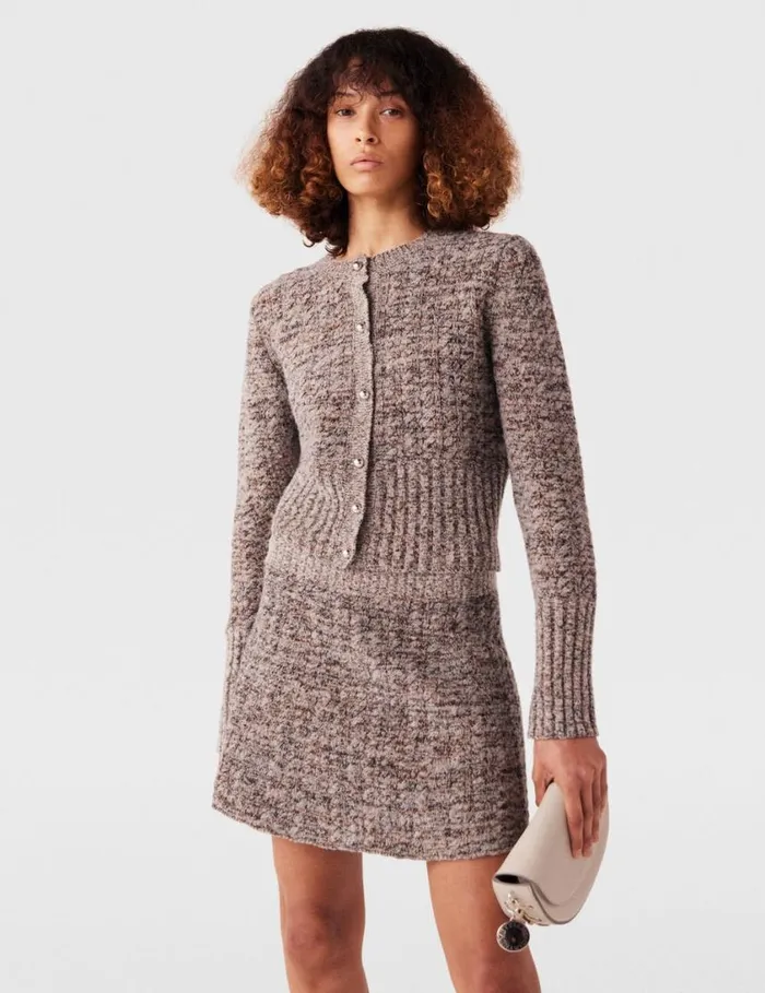 Women Ribbed Chunky Knit Cardigan Mottled Grey Stella McCartney Knitwear Women Ribbed Chunky Knit Cardigan Mottled Grey Stella McCartney Knitwear