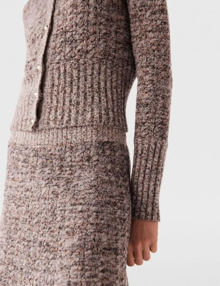 Women Ribbed Chunky Knit Cardigan Mottled Grey Stella McCartney Knitwear Women Ribbed Chunky Knit Cardigan Mottled Grey Stella McCartney Knitwear