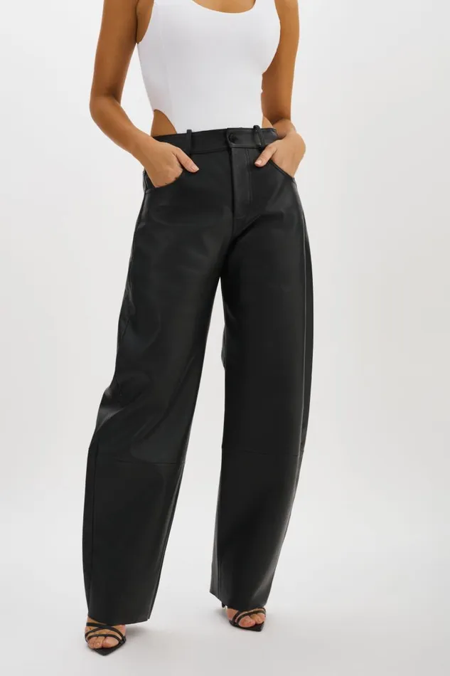 Women RIDA Horseshoe Leather Pants Black LAMARQUE Pants and Shorts