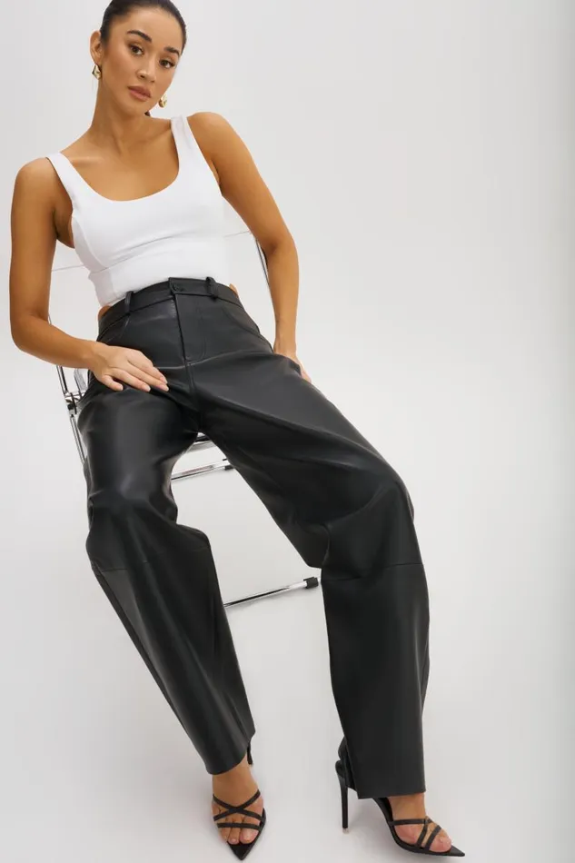 Women RIDA Horseshoe Leather Pants Black LAMARQUE Pants and Shorts