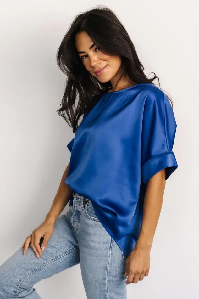 Women Rory Satin Top Cobalt Baltic Born Blouses and Shirts Women Rory Satin Top Cobalt Baltic Born Blouses and Shirts