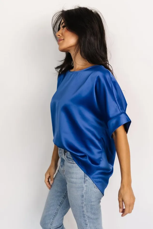 Women Rory Satin Top Cobalt Baltic Born Blouses and Shirts Women Rory Satin Top Cobalt Baltic Born Blouses and Shirts