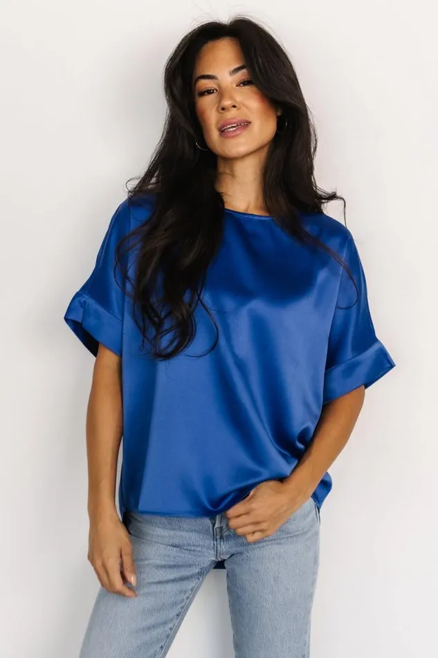 Women Rory Satin Top Cobalt Baltic Born Blouses and Shirts Women Rory Satin Top Cobalt Baltic Born Blouses and Shirts