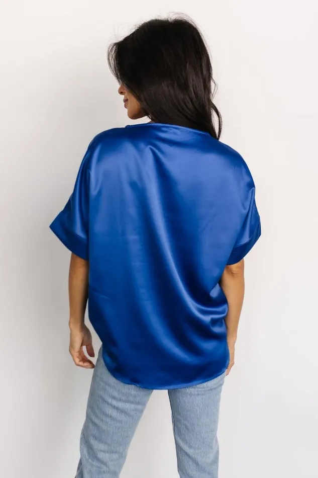 Women Rory Satin Top Cobalt Baltic Born Blouses and Shirts Women Rory Satin Top Cobalt Baltic Born Blouses and Shirts