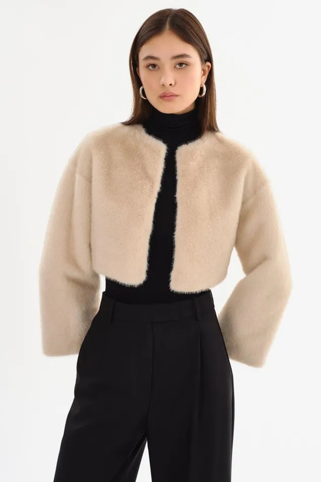 Women ROWDIE Faux Fur Jacket Angora LAMARQUE Faux Fur