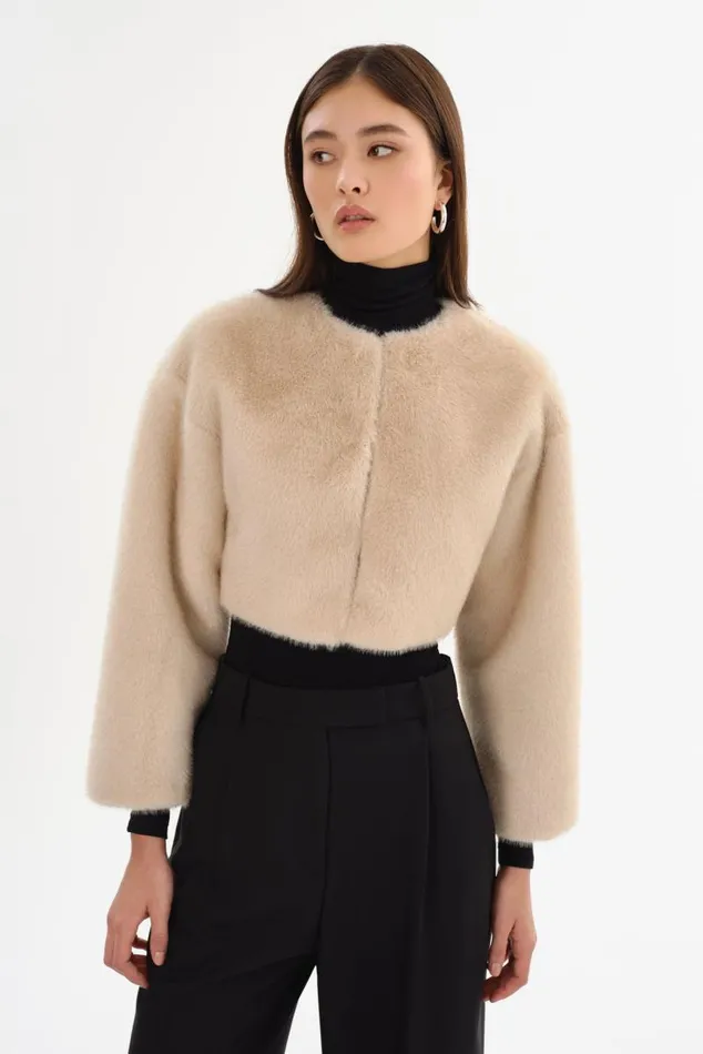 Women ROWDIE Faux Fur Jacket Angora LAMARQUE Faux Fur