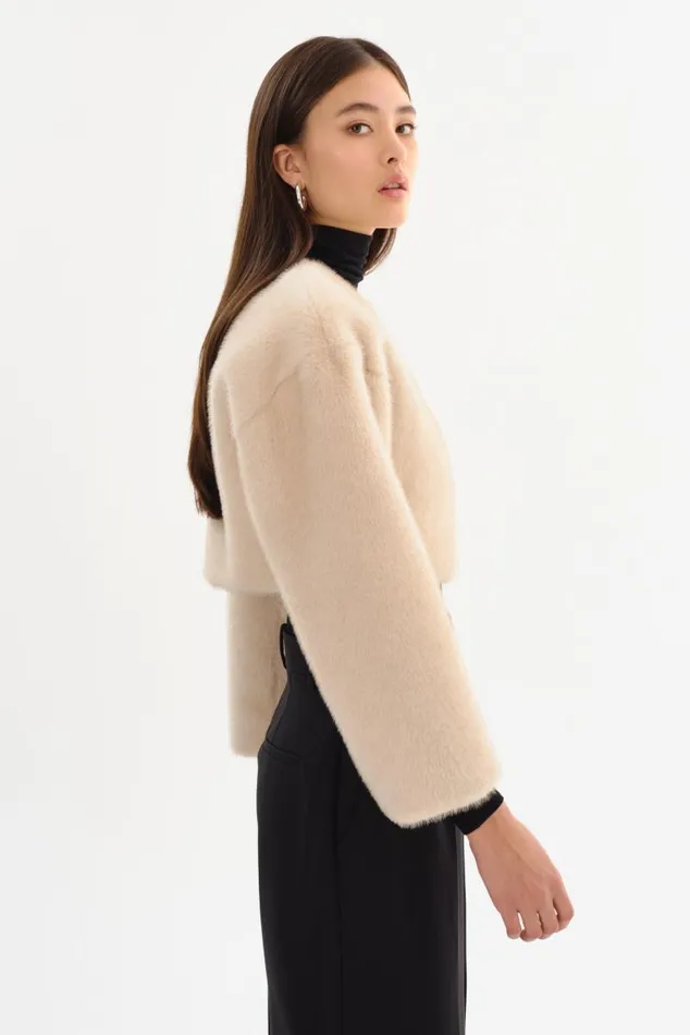 Women ROWDIE Faux Fur Jacket Angora LAMARQUE Faux Fur