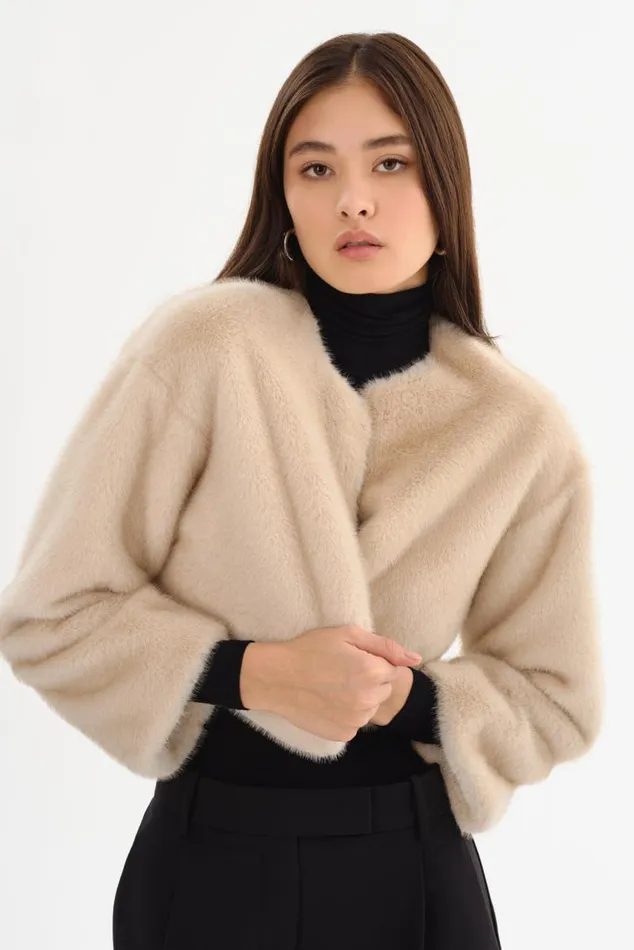 Women ROWDIE Faux Fur Jacket Angora LAMARQUE Faux Fur