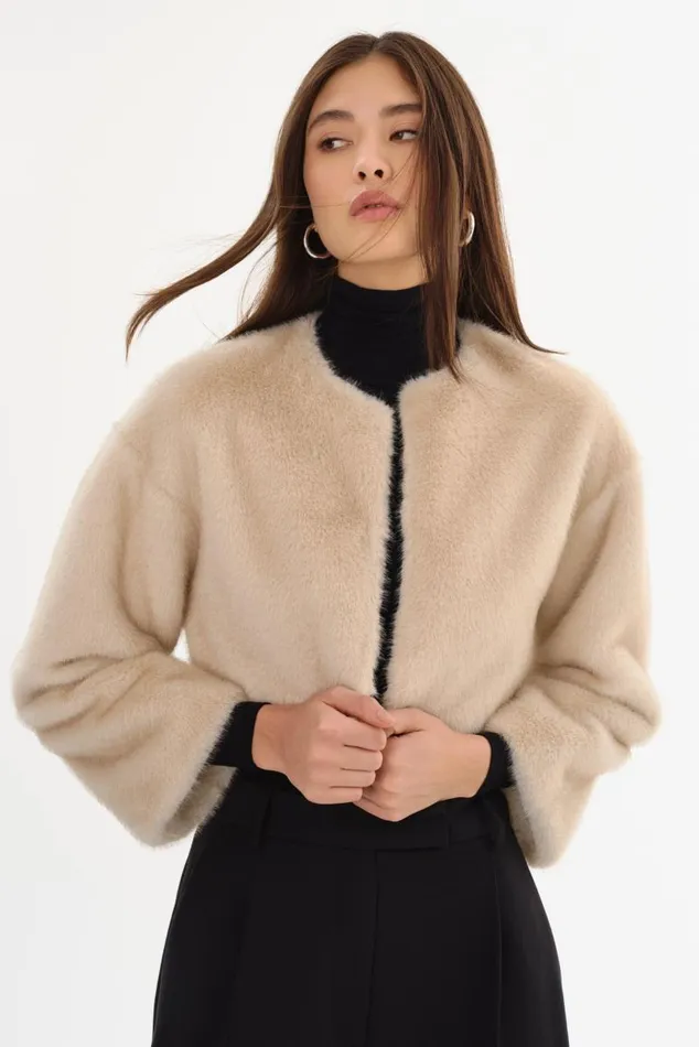 Women ROWDIE Faux Fur Jacket Angora LAMARQUE Faux Fur