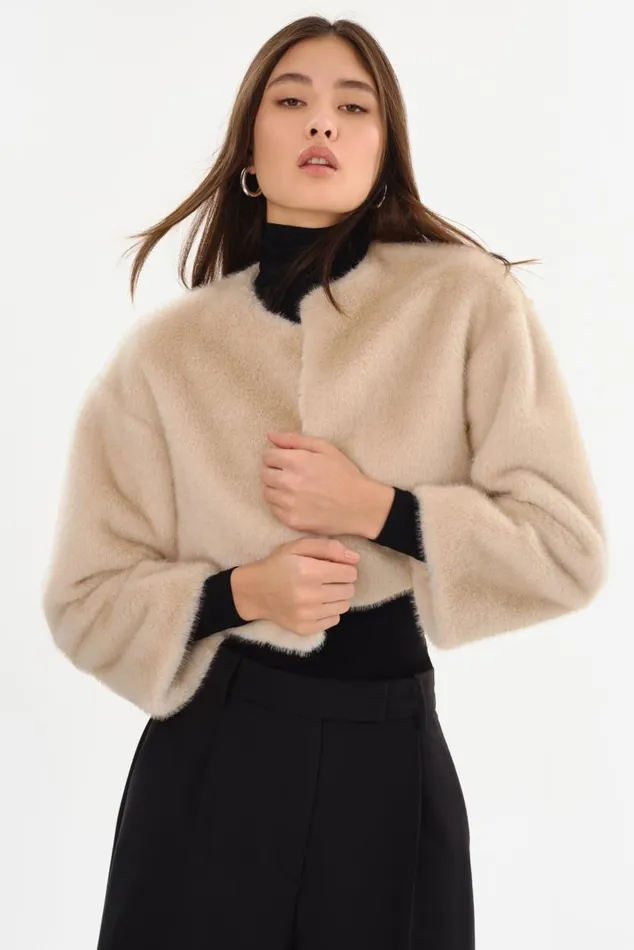 Women ROWDIE Faux Fur Jacket Angora LAMARQUE Faux Fur