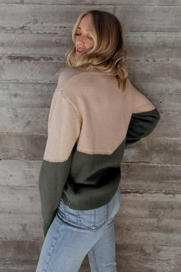 Women Rowen Color Block Sweater Natural Green Baltic Born Sweaters