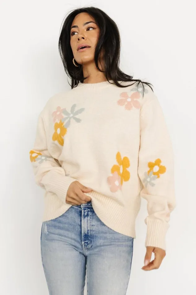 Women Roxy Sweater Cream Flower Baltic Born Sweaters Women Roxy Sweater Cream Flower Baltic Born Sweaters