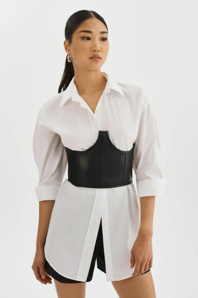 Women SABY Leather Underbust Corset Black LAMARQUE Tops