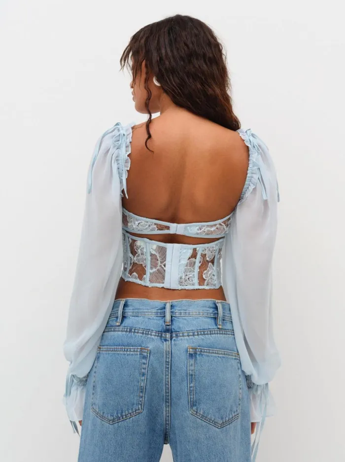 Women Sade Top Light Blue For Love and Lemons Tops Women Sade Top Light Blue For Love and Lemons Tops