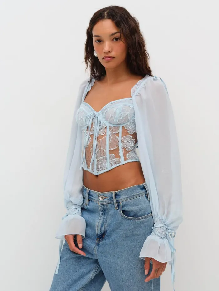 Women Sade Top Light Blue For Love and Lemons Tops Women Sade Top Light Blue For Love and Lemons Tops