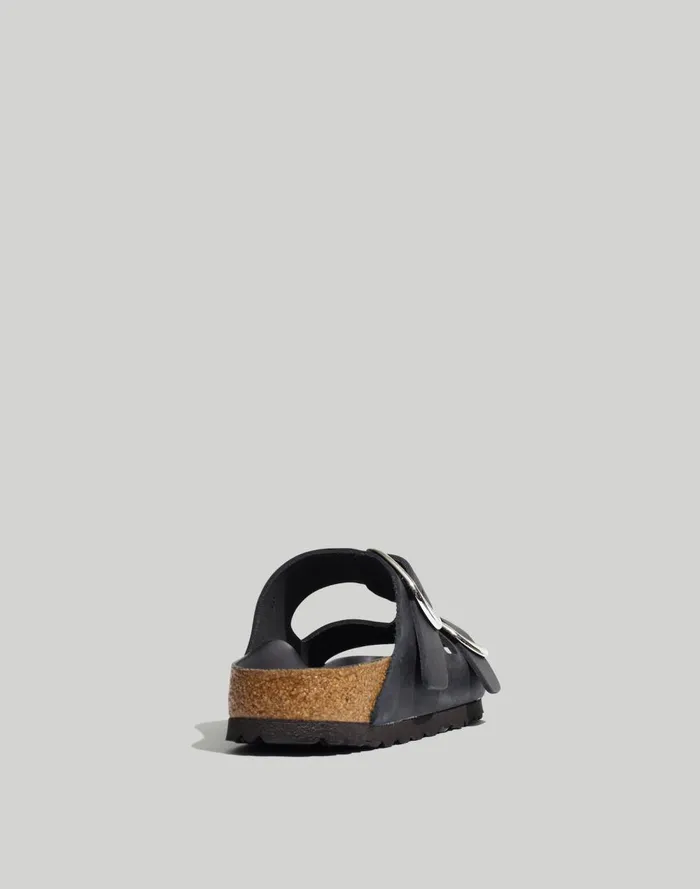 Women Sandals Madewell Birkenstock Big Buckle Arizona Sandals Black Oiled Leather