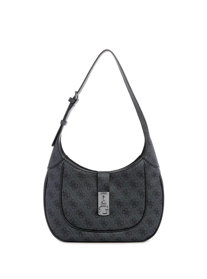 Women Satchel GUESS Black Logo Maimie Hobo Bag