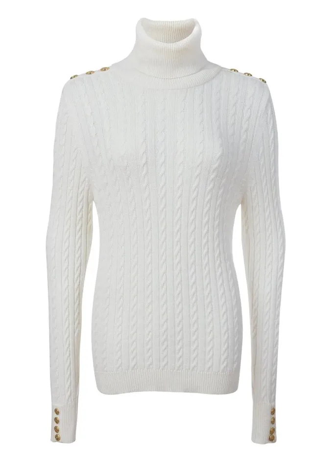 Women Seattle Roll Neck Cable Knit Winter White Holland Cooper Knitwear Women Seattle Roll Neck Cable Knit Winter White Holland Cooper Knitwear