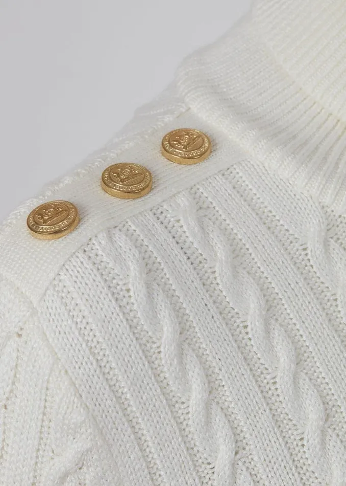 Women Seattle Roll Neck Cable Knit Winter White Holland Cooper Knitwear Women Seattle Roll Neck Cable Knit Winter White Holland Cooper Knitwear