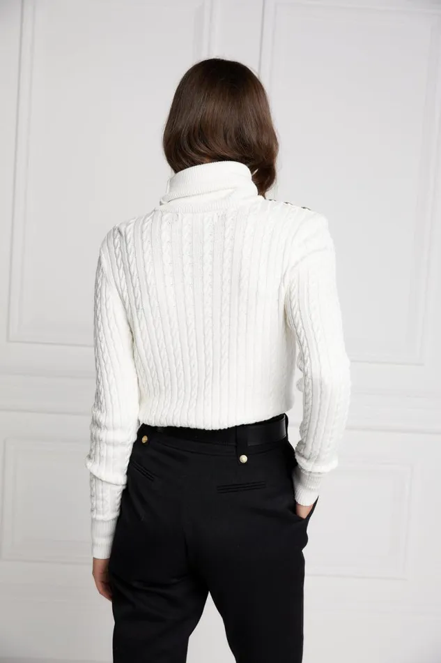 Women Seattle Roll Neck Cable Knit Winter White Holland Cooper Knitwear Women Seattle Roll Neck Cable Knit Winter White Holland Cooper Knitwear
