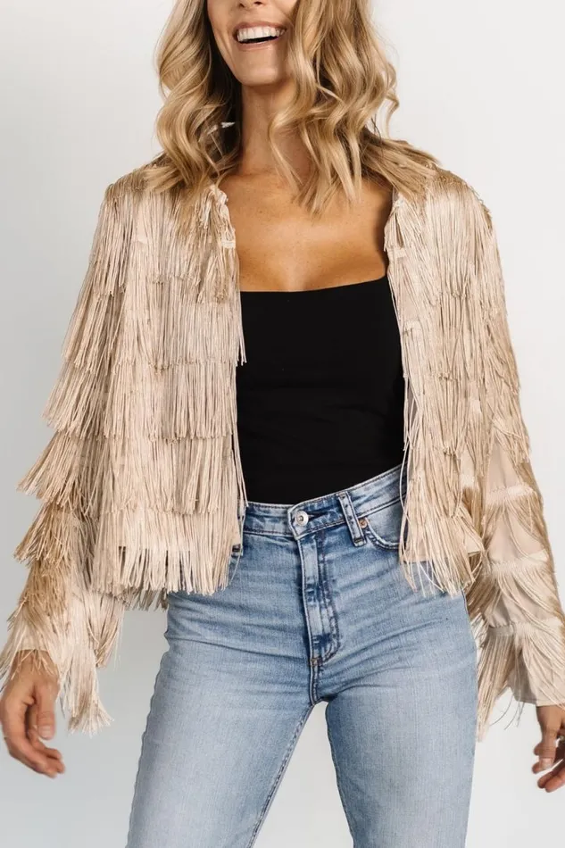 Women Sheridan Fringe Jacket Champagne Baltic Born Outerwear Women Sheridan Fringe Jacket Champagne Baltic Born Outerwear